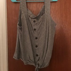 Loft shirt - tie waist and stripes - grey